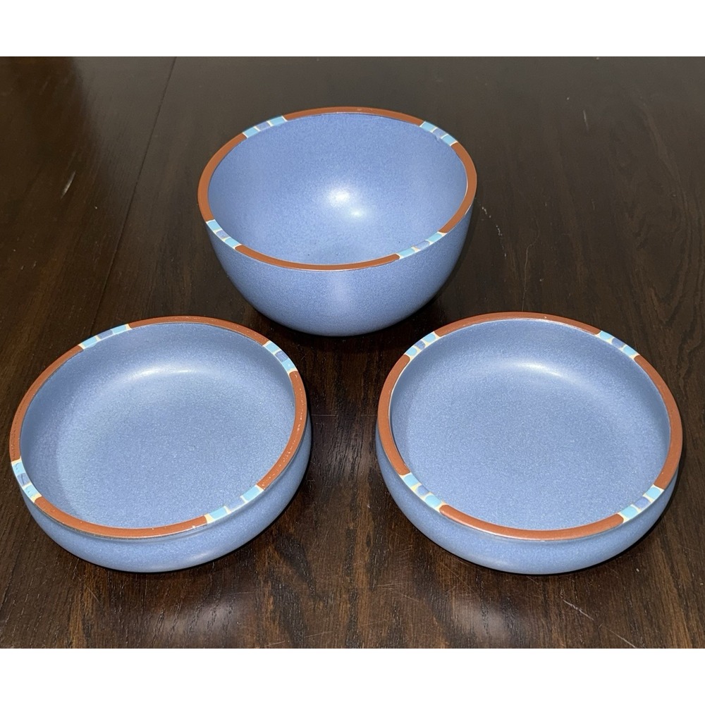 DANSK INT'L DESIGNS MESA SKY BLUE 3 SOUP OR CEREAL BOWLS